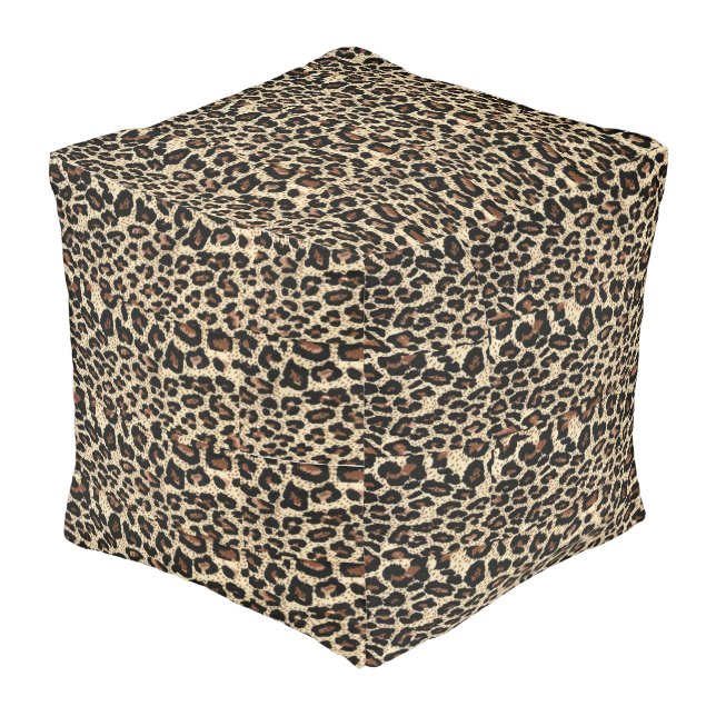 LEOPARD PRINT RETRO POUF (Angled Front)
