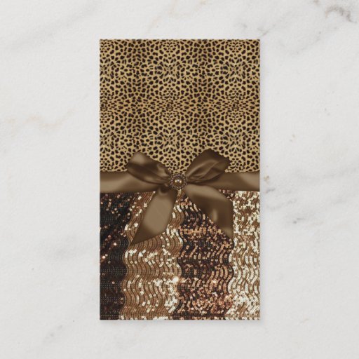 Customizable Leopard Print,Ribbon,Bow,Rhinestone Business Card