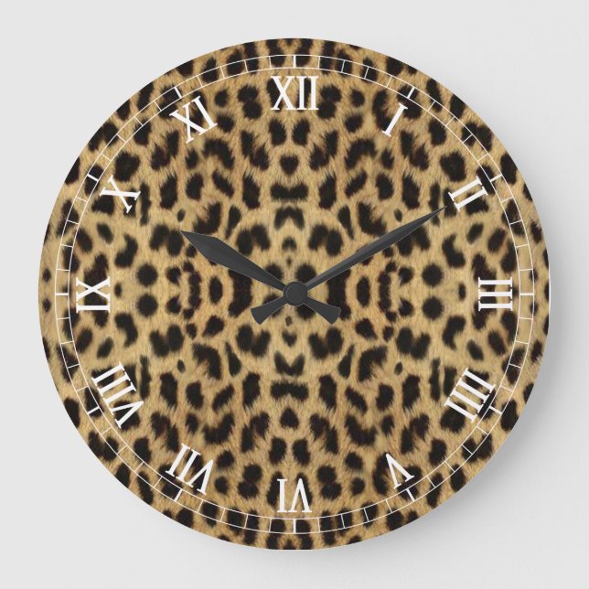 Leopard print Roman Numeral Clock (Front)