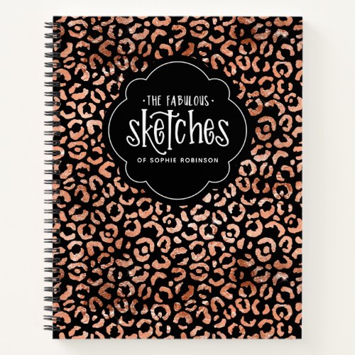 Leopard Print Rose Gold Foil Sketchbook Notebook