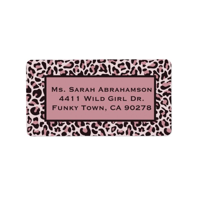 Leopard Print Rose Gold Return Address Label (Front)