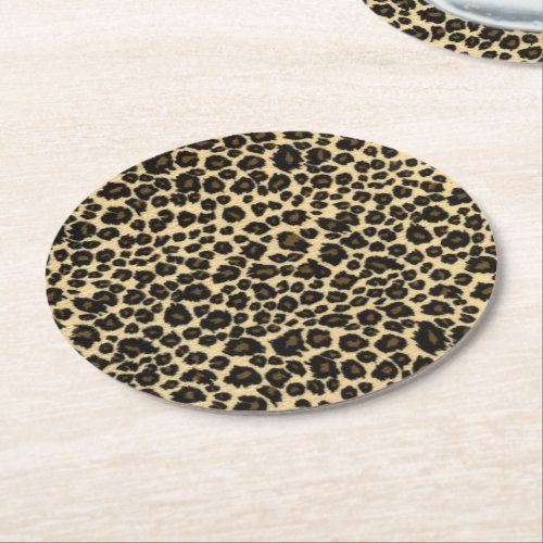 Leopard Print Round Paper Coaster