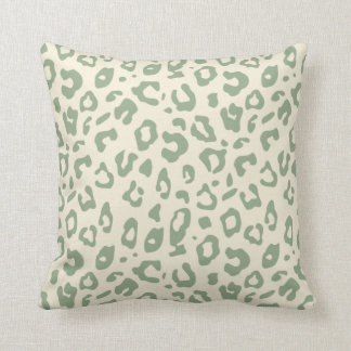 Leopard Print Sage Green and Cream Animal Print Throw Pillow