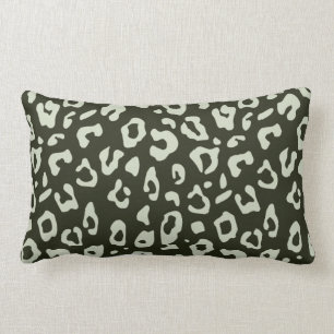 Leopard Print Sage Green Jungle Green Animal Print Lumbar Pillow