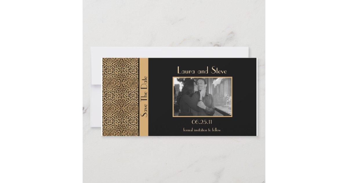 Leopard Print Save The Date Photo Card | Zazzle