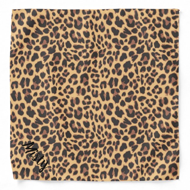 Leopard Print Script Personalized Bandana (Front)