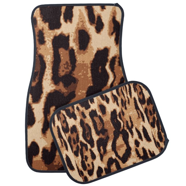 Leopard print seamless pattern car floor mat (Set)