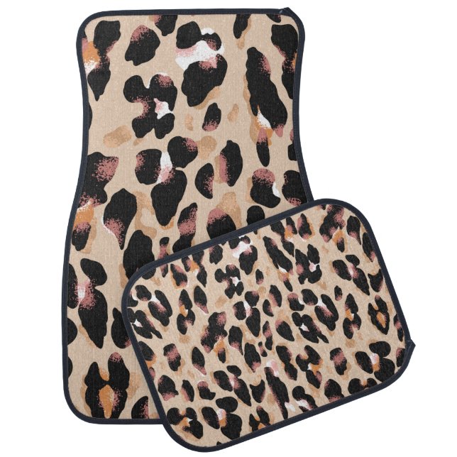 Leopard print seamless pattern car floor mat (Set)