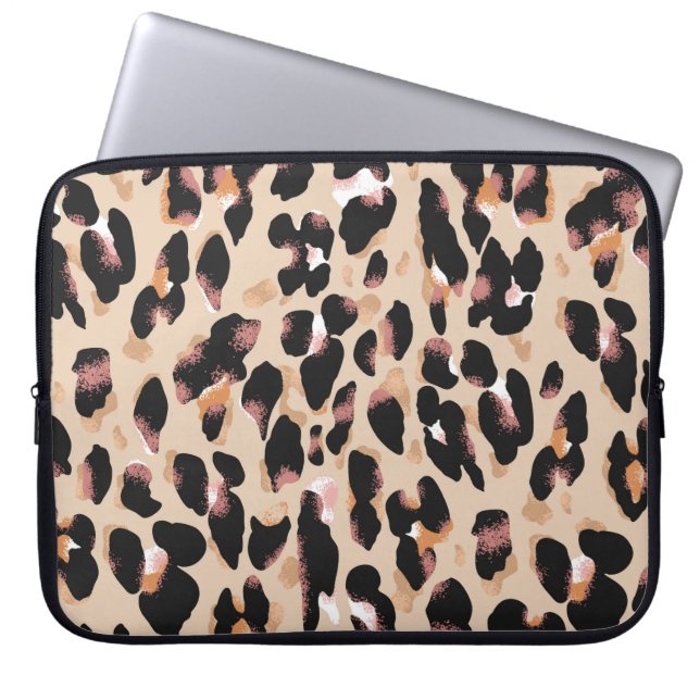 Leopard print seamless pattern laptop sleeve (Front)