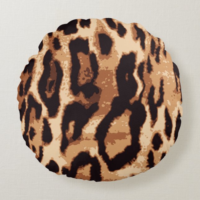 Leopard print seamless pattern round pillow (Front)