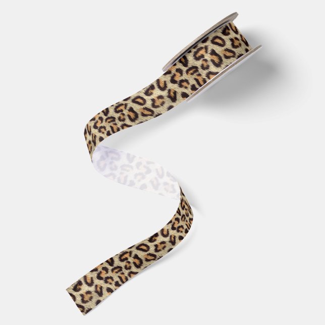 Leopard Print Seamless Pattern Satin Ribbon (Front+Back)