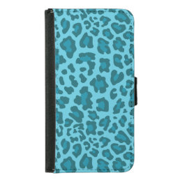 Leopard Print Shades of Blue Wallet Phone Case For Samsung Galaxy S5