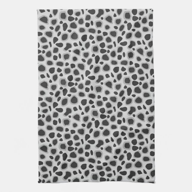 Leopard Print - Shades of Grey Kitchen Towel (Vertical)