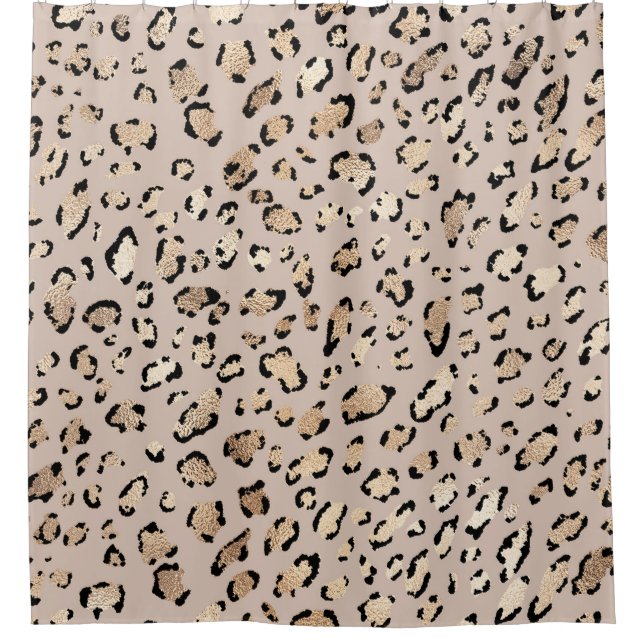 Leopard Print, Shining Gold Spots. Shower Curtain (Front)