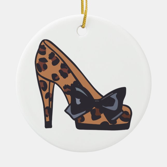 Leopard Print Shoe Ceramic Ornament (Front)