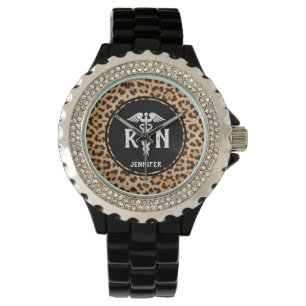 Leopard Print Silicone Nurse Watch
