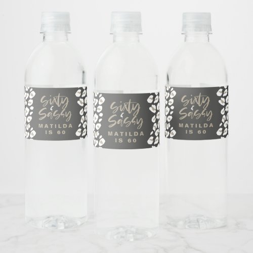 Leopard print sixty and sassy 60th birthday favor  water bottle label