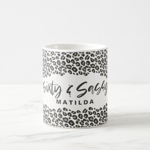 Leopard print sixty and sassy 60th birthday party coffee mug