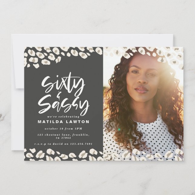 Leopard print sixty and sassy 60th birthday photo (Front)