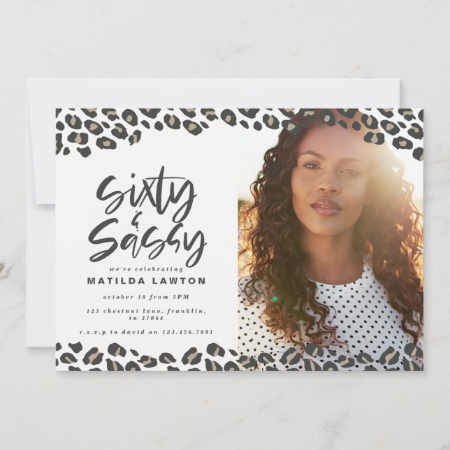 Leopard print sixty and sassy 60th birthday photo (Front)