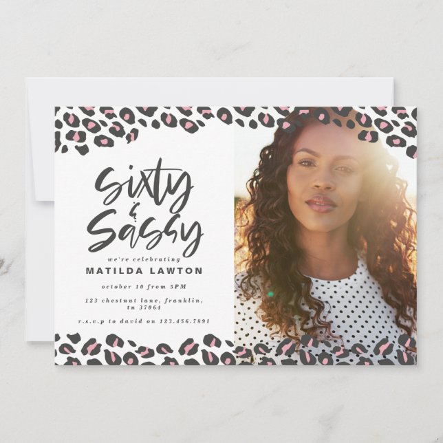 Leopard print sixty and sassy 60th birthday photo (Front)