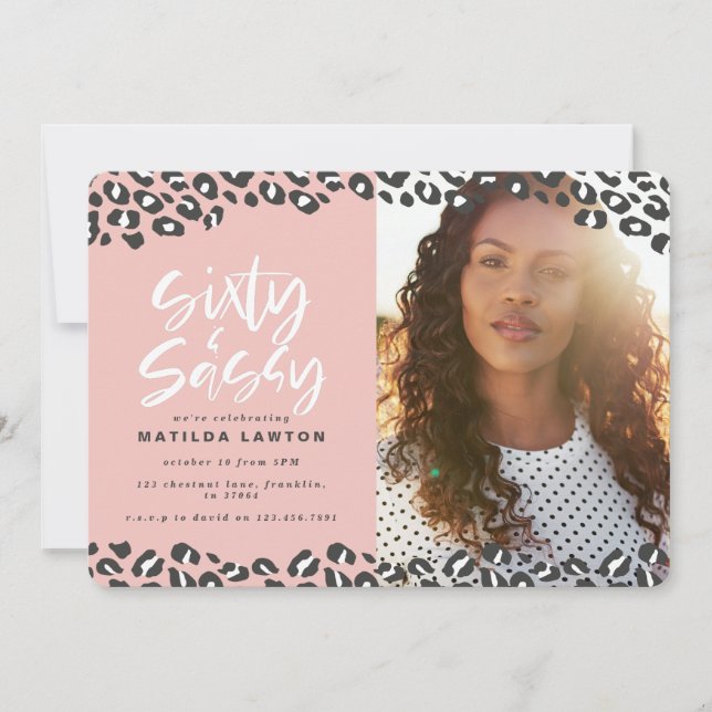 Leopard print sixty and sassy 60th birthday photo (Front)