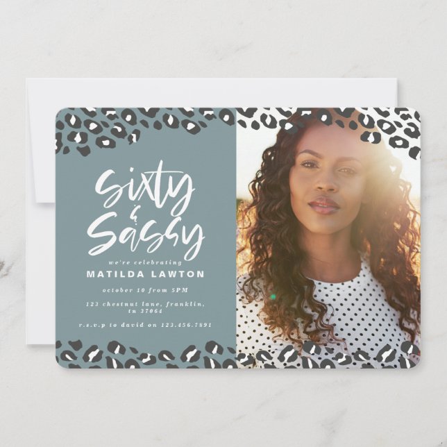 Leopard print sixty and sassy 60th birthday photo (Front)