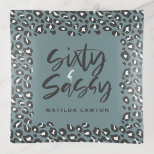 leopard print sixty and sassy party modern blue trinket tray