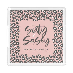 leopard print sixty and sassy party modern pink tr acrylic tray