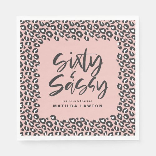 leopard print sixty and sassy party napkins