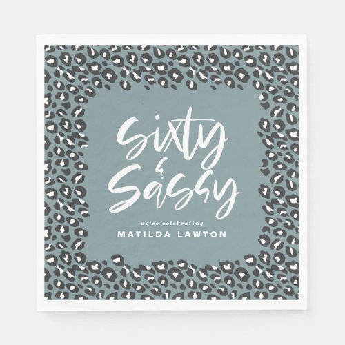 leopard print sixty and sassy party napkins