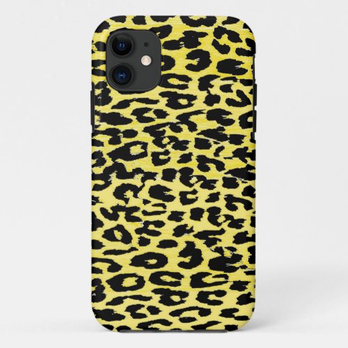 Leopard Print Skin Black and Yellow iPhone 11 Case