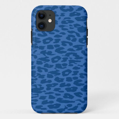 Leopard Print Skin Deep Blue iPhone 11 Case