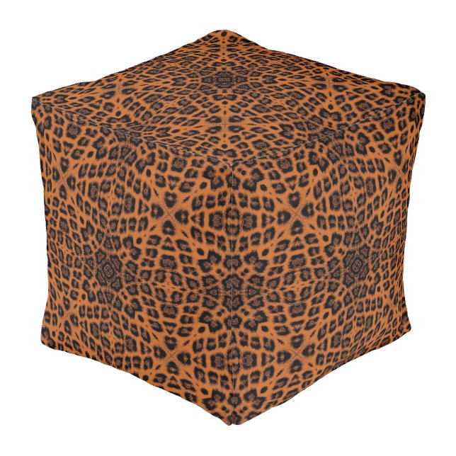 Leopard Print Skin Fur #2 Pouf (Angled Front)