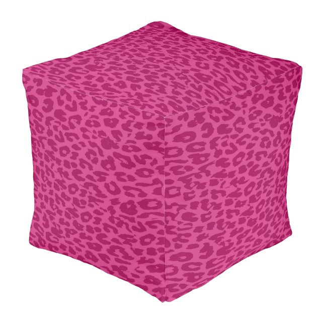 Leopard Print Skin Fur #6 Pouf (Angled Front)