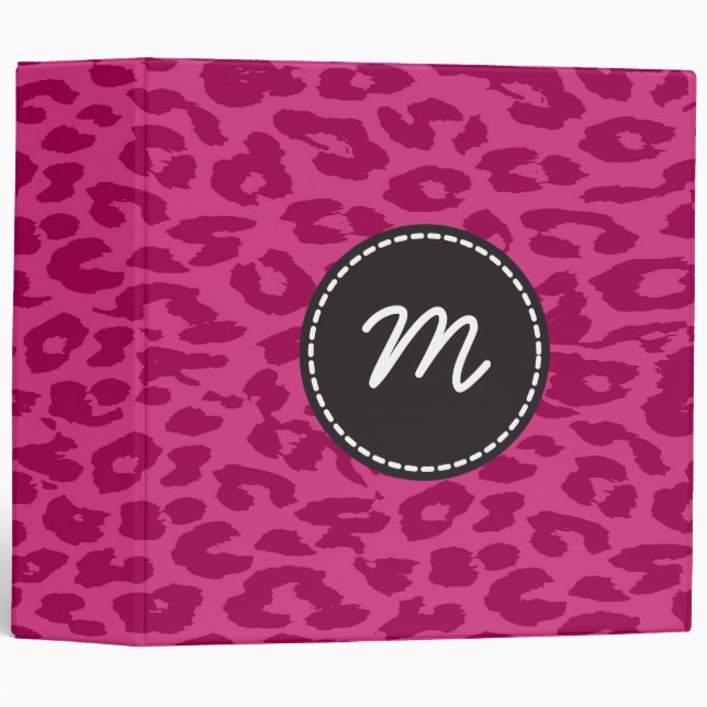 Leopard Print Skin Fur Custom Monogram 3 Ring Binder (Front/Spine)