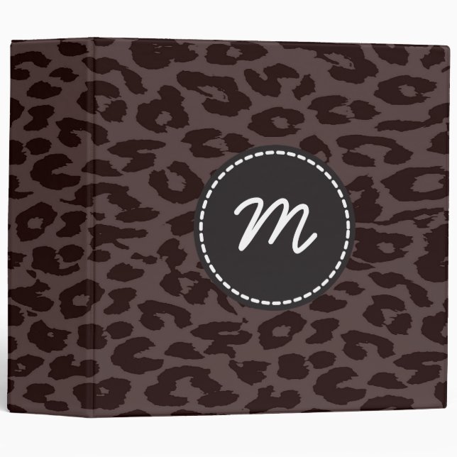 Leopard Print Skin Fur Custom Monogram 4 3 Ring Binder (Front/Spine)