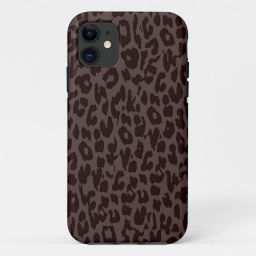 Leopard Print Skin Fur  Dark Brown Retro iPhone 11 Case