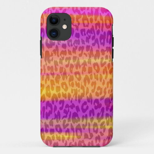 Leopard Print Skin Fur  Retro Stripes iPhone 11 Case