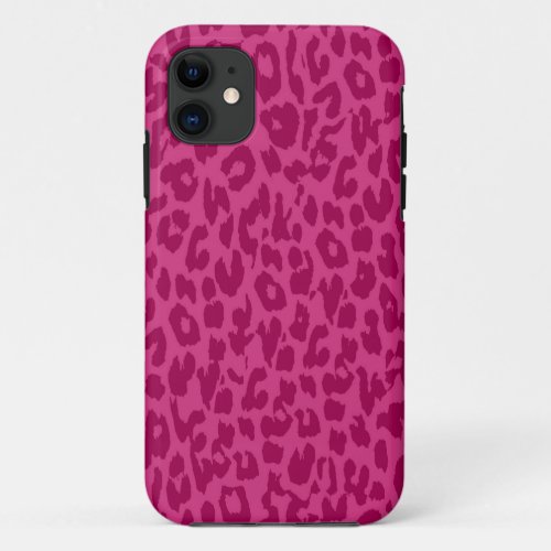 Leopard Print Skin Fur  Rubine Red Retro iPhone 11 Case