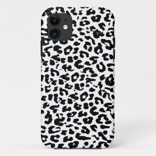 Leopard Print Skin Fur with Black and White iPhone 11 Case