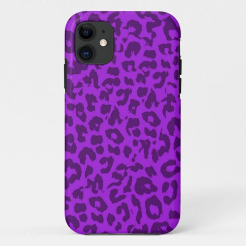 Leopard Print Skin Fur with Purple iPhone 11 Case