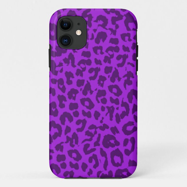Leopard Print Skin Fur with Purple Case-Mate iPhone Case (Back)