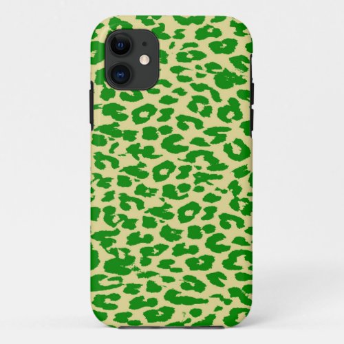 Leopard Print Skin Green Lime Cornsilk iPhone 11 Case