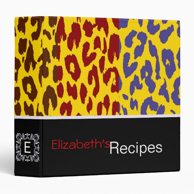 Leopard Print Skin Stripe Pattern 3 Ring Binder (Front/Spine)