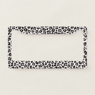 Leopard Print Skin Texture Pattern  Black & White License Plate Frame