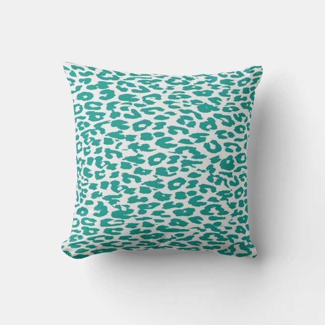 Leopard Print Skin Turquoise Throw Pillow (Front)