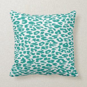 Leopard Print Skin Turquoise Throw Pillow