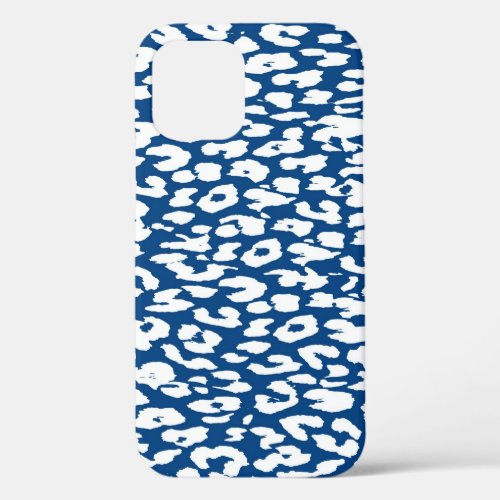 Leopard Print Skin White and Blue iPhone 12 Pro Case