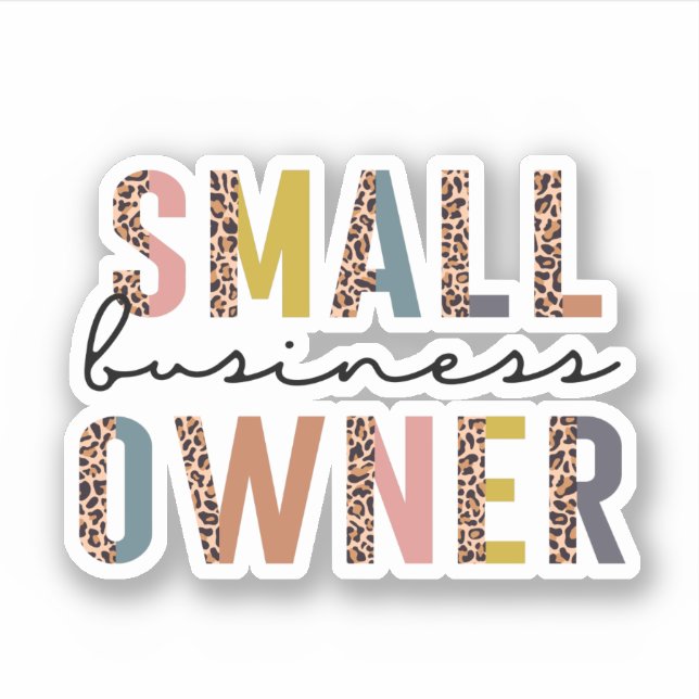 Leopard Print Small Business Owner Sticker (Front)